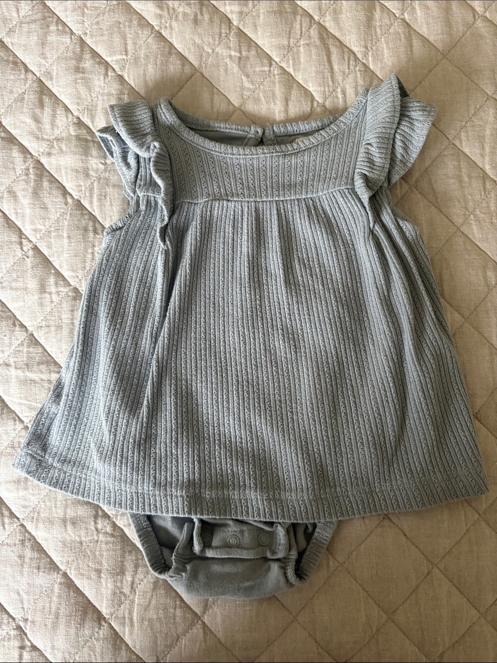 Little Planet by Carter's Light Blue Ribbed Baby Dress & Bloomer Set